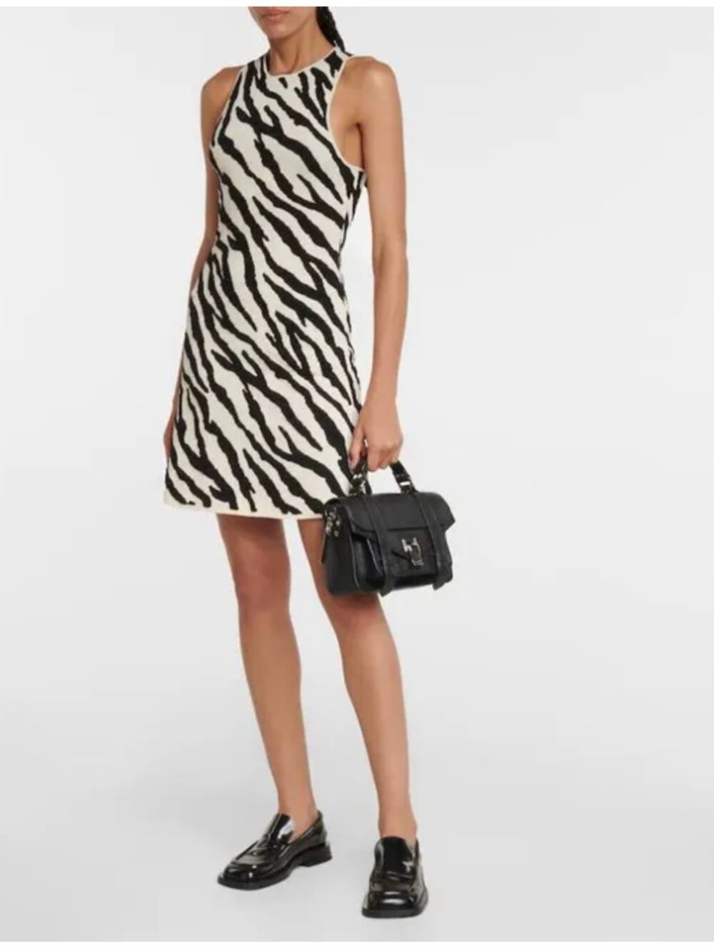 Proenza Schouler White Label zebra print minidress dress m medium black white